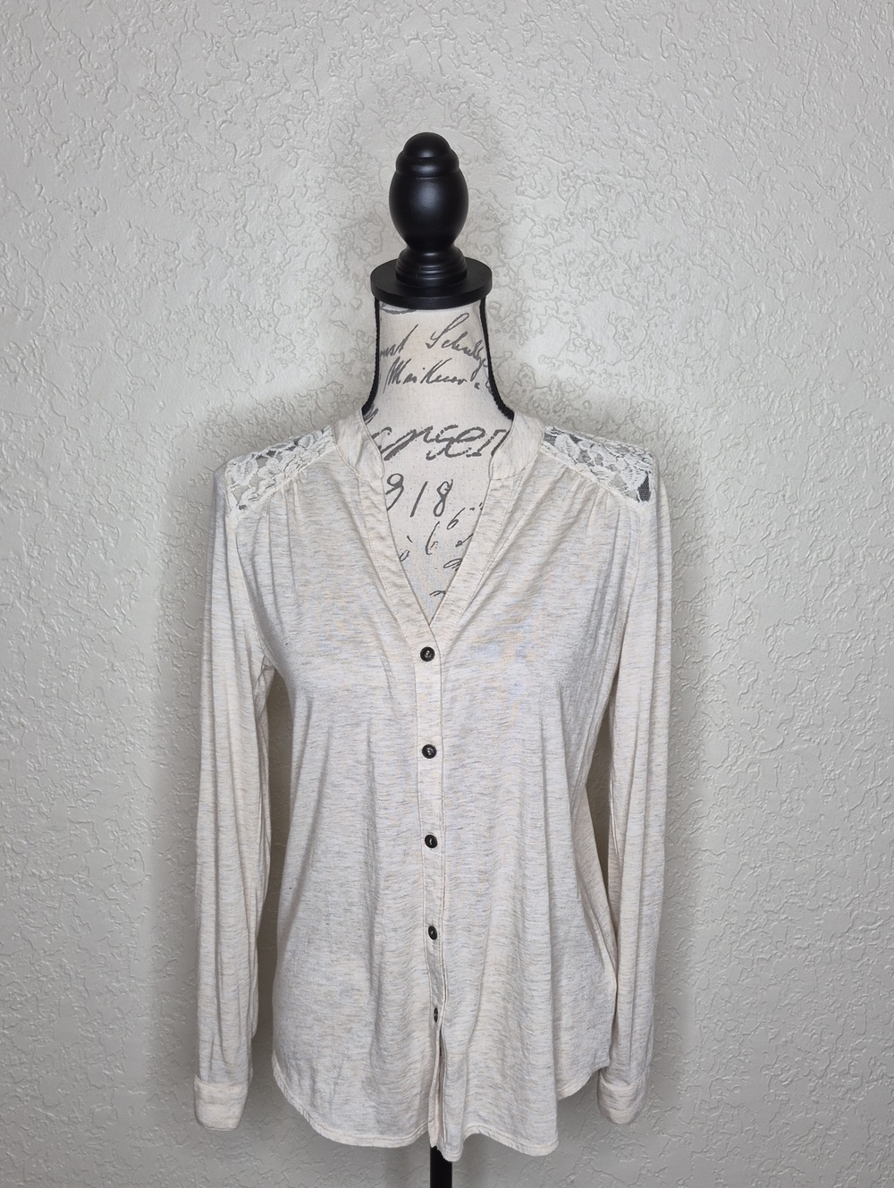 Xhilaration Lace Detail Roll Tab Sleeve Shirt Size S